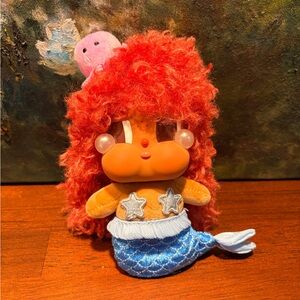 Mermaid Plush Toy with Red Hair and Blue Tail